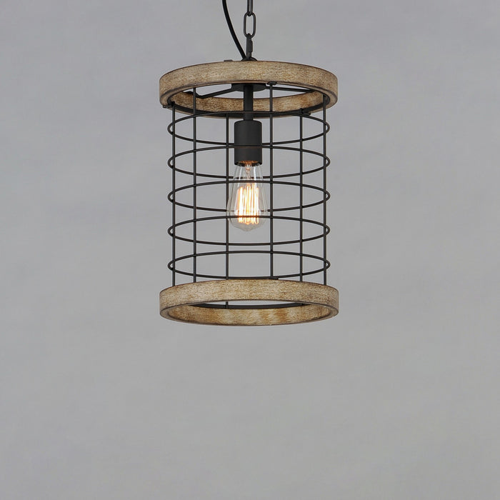 Myhouse Lighting Maxim - 12519DWBK - One Light Pendant - Homestead - Driftwood / Black