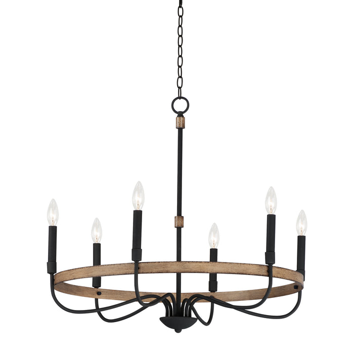 Myhouse Lighting Maxim - 14446DWBK - Six Light Chandelier - Franklin - Driftwood / Black