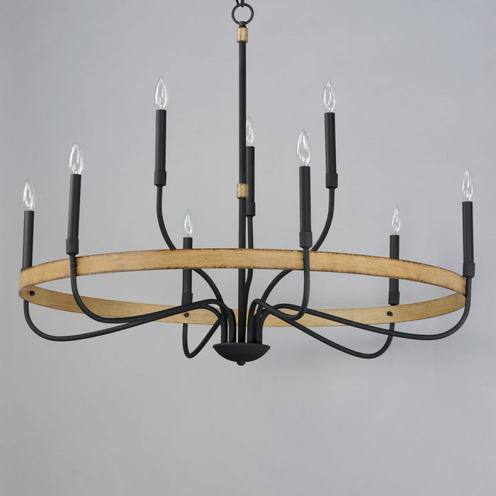 Myhouse Lighting Maxim - 14449DWBK - Nine Light Chandelier - Franklin - Driftwood / Black