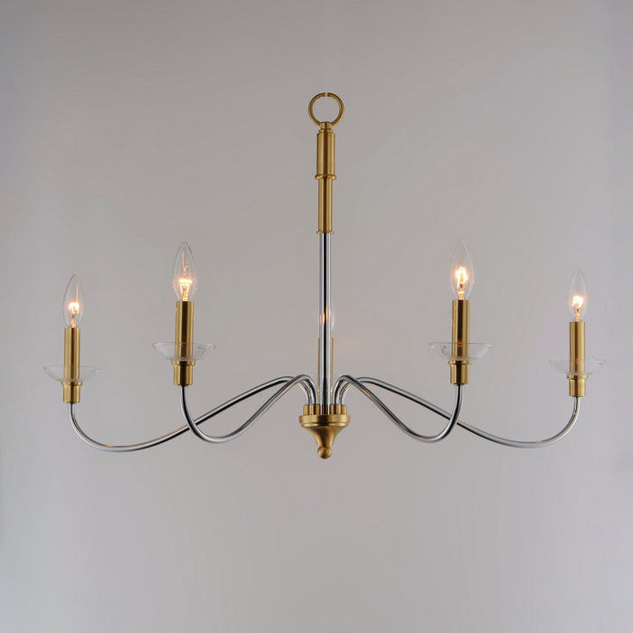 Myhouse Lighting Maxim - 25375CLPCSBR - Five Light Chandelier - Clarion - Polished Chrome / Satin Brass