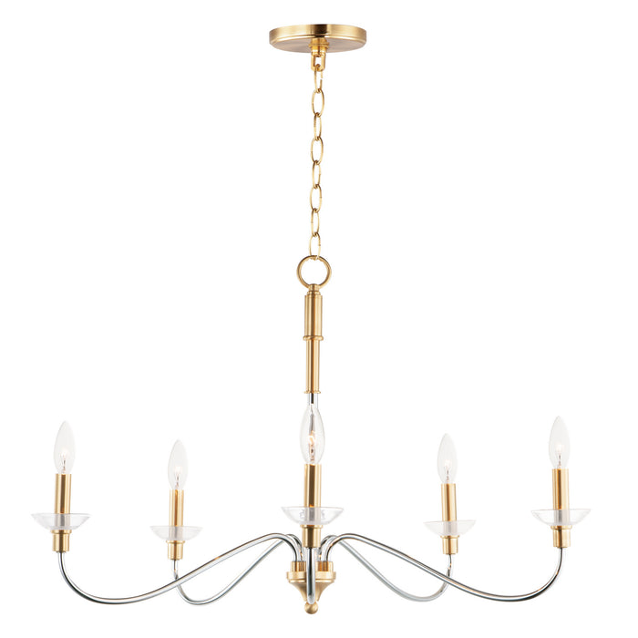 Myhouse Lighting Maxim - 25375CLPCSBR - Five Light Chandelier - Clarion - Polished Chrome / Satin Brass