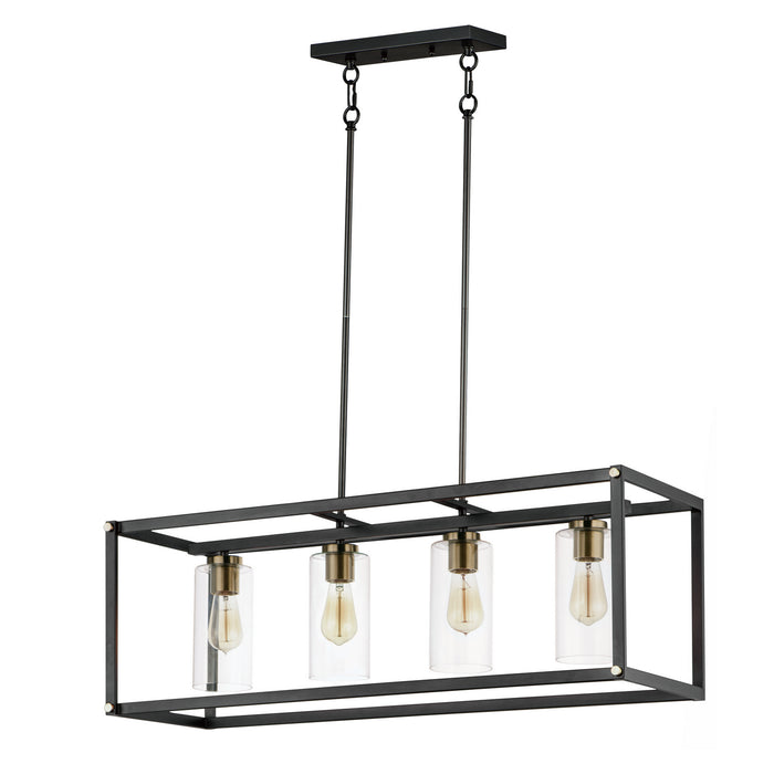 Myhouse Lighting Maxim - 2644BKAB - Four Light Linear Pendant - Capitol - Black / Antique Brass