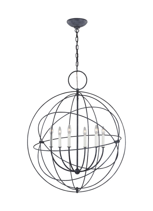 Myhouse Lighting Visual Comfort Studio - CP1246WGV - Six Light Pendant - Bayberry - Weathered Galvanized