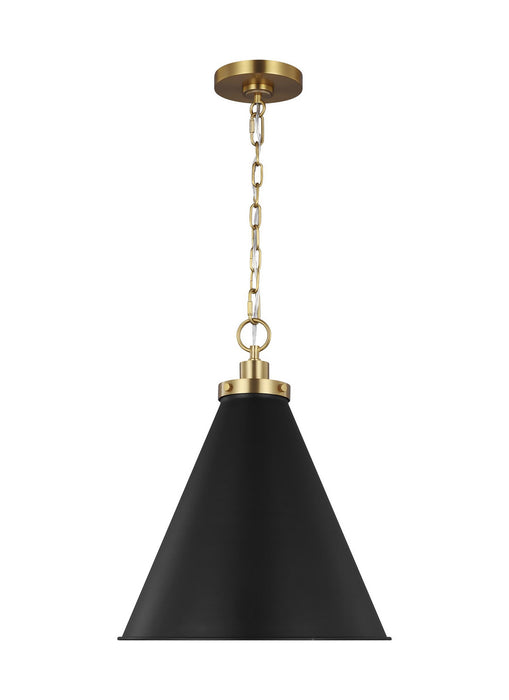 Myhouse Lighting Visual Comfort Studio - CP1271MBKBBS - One Light Pendant - Wellfleet - Midnight Black and Burnished Brass