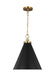 Myhouse Lighting Visual Comfort Studio - CP1271MBKBBS - One Light Pendant - Wellfleet - Midnight Black and Burnished Brass