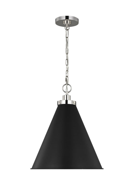 Myhouse Lighting Visual Comfort Studio - CP1271MBKPN - One Light Pendant - Wellfleet - Midnight Black and Polished Nickel