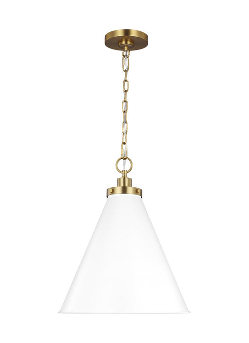 Myhouse Lighting Visual Comfort Studio - CP1271MWTBBS - One Light Pendant - Wellfleet - Matte White and Burnished Brass