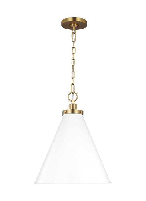 Myhouse Lighting Visual Comfort Studio - CP1271MWTBBS - One Light Pendant - Wellfleet - Matte White and Burnished Brass