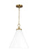 Myhouse Lighting Visual Comfort Studio - CP1271MWTBBS - One Light Pendant - Wellfleet - Matte White and Burnished Brass