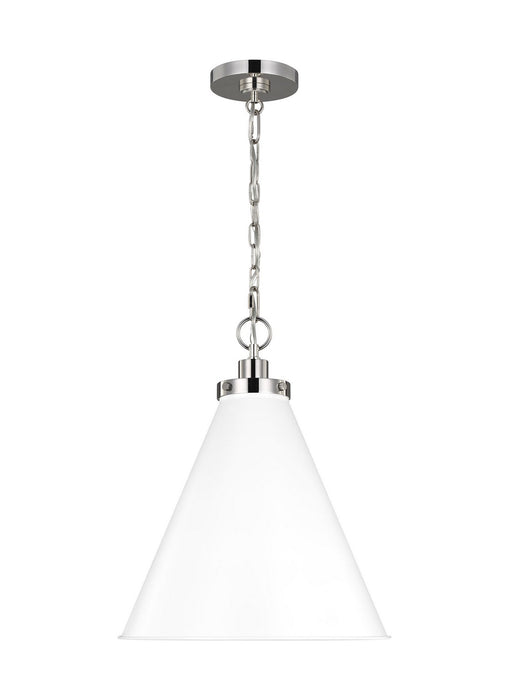 Myhouse Lighting Visual Comfort Studio - CP1271MWTPN - One Light Pendant - Wellfleet - Matte White and Polished Nickel