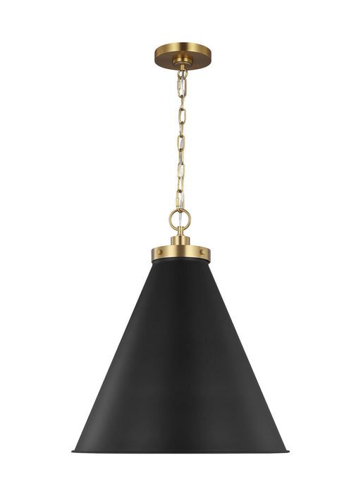 Myhouse Lighting Visual Comfort Studio - CP1281MBKBBS - One Light Pendant - Wellfleet - Midnight Black and Burnished Brass