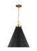 Myhouse Lighting Visual Comfort Studio - CP1281MBKBBS - One Light Pendant - Wellfleet - Midnight Black and Burnished Brass