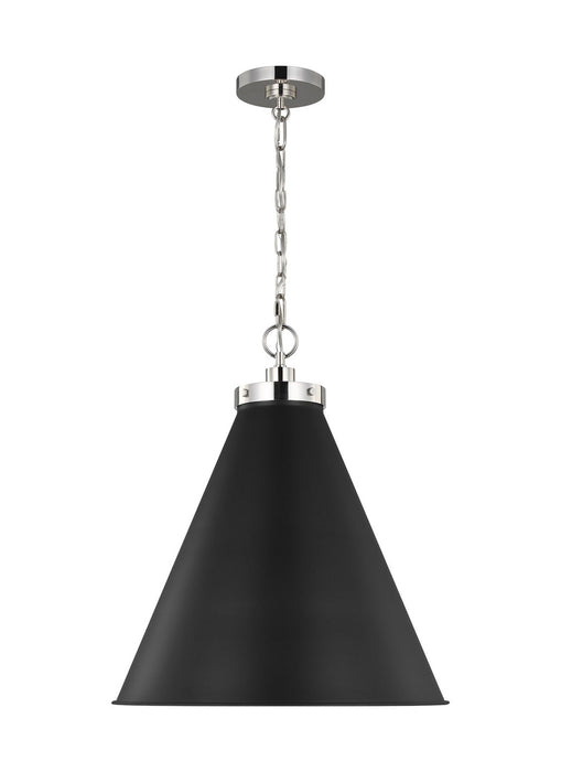 Myhouse Lighting Visual Comfort Studio - CP1281MBKPN - One Light Pendant - Wellfleet - Midnight Black and Polished Nickel