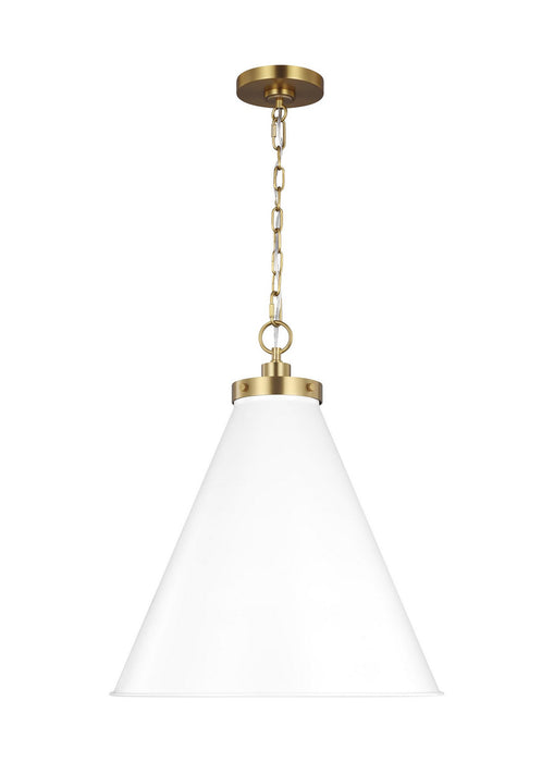 Myhouse Lighting Visual Comfort Studio - CP1281MWTBBS - One Light Pendant - Wellfleet - Matte White and Burnished Brass