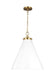 Myhouse Lighting Visual Comfort Studio - CP1281MWTBBS - One Light Pendant - Wellfleet - Matte White and Burnished Brass