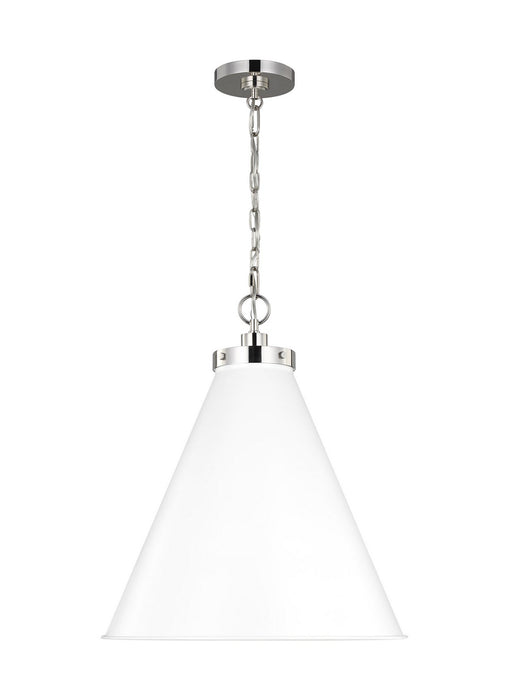 Myhouse Lighting Visual Comfort Studio - CP1281MWTPN - One Light Pendant - Wellfleet - Matte White and Polished Nickel