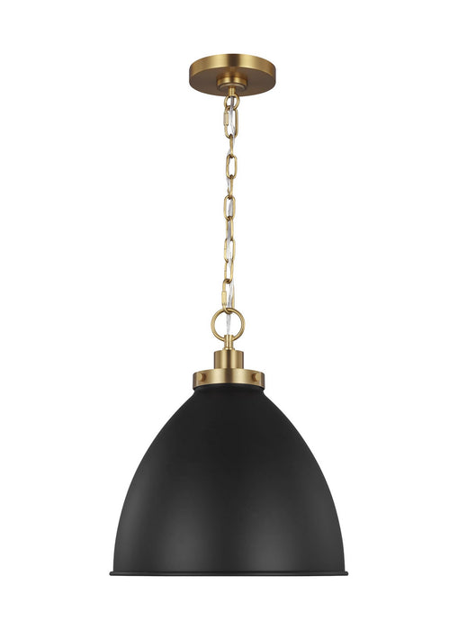 Myhouse Lighting Visual Comfort Studio - CP1291MBKBBS - One Light Pendant - Wellfleet - Midnight Black and Burnished Brass