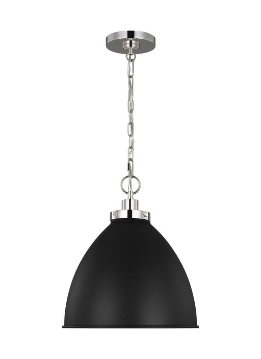 Myhouse Lighting Visual Comfort Studio - CP1291MBKPN - One Light Pendant - Wellfleet - Midnight Black and Polished Nickel