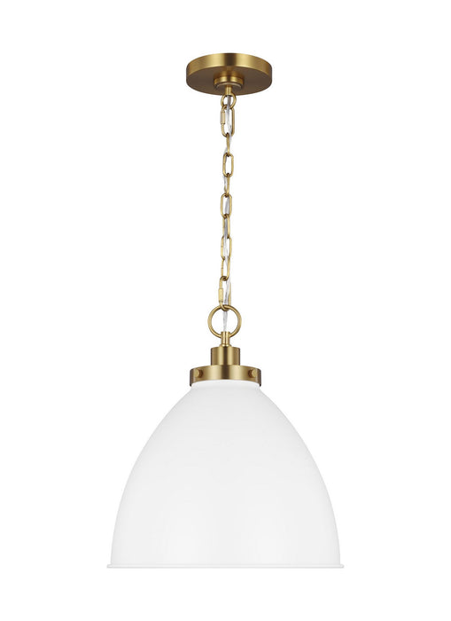 Myhouse Lighting Visual Comfort Studio - CP1291MWTBBS - One Light Pendant - Wellfleet - Matte White and Burnished Brass