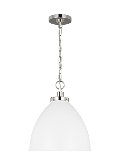 Myhouse Lighting Visual Comfort Studio - CP1291MWTPN - One Light Pendant - Wellfleet - Matte White and Polished Nickel