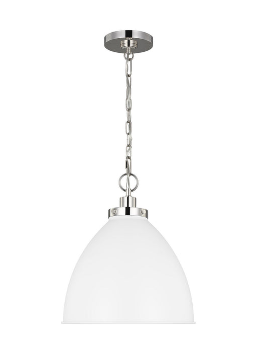 Myhouse Lighting Visual Comfort Studio - CP1291MWTPN - One Light Pendant - Wellfleet - Matte White and Polished Nickel