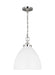 Myhouse Lighting Visual Comfort Studio - CP1291MWTPN - One Light Pendant - Wellfleet - Matte White and Polished Nickel