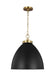 Myhouse Lighting Visual Comfort Studio - CP1301MBKBBS - One Light Pendant - Wellfleet - Midnight Black and Burnished Brass