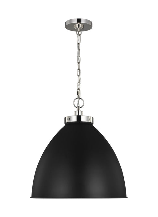 Myhouse Lighting Visual Comfort Studio - CP1301MBKPN - One Light Pendant - Wellfleet - Midnight Black and Polished Nickel