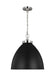 Myhouse Lighting Visual Comfort Studio - CP1301MBKPN - One Light Pendant - Wellfleet - Midnight Black and Polished Nickel