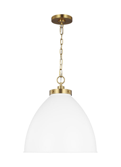 Myhouse Lighting Visual Comfort Studio - CP1301MWTBBS - One Light Pendant - Wellfleet - Matte White and Burnished Brass