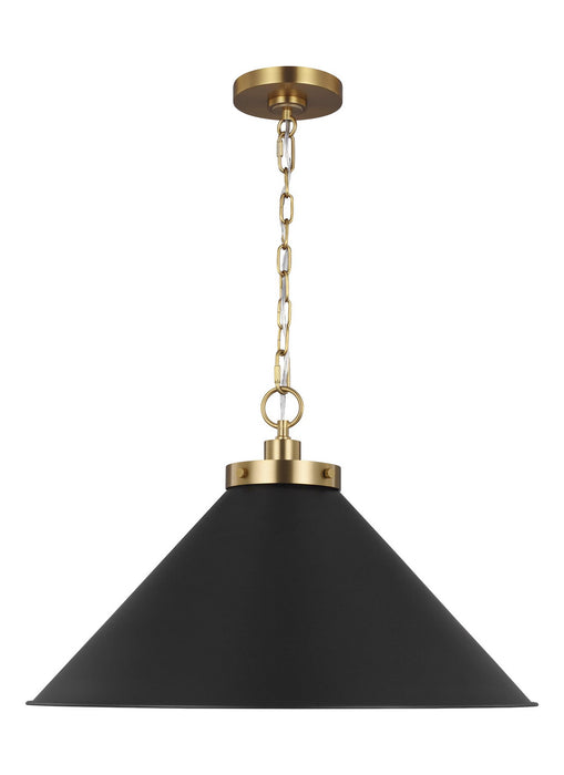 Myhouse Lighting Visual Comfort Studio - CP1311MBKBBS - One Light Pendant - Wellfleet - Midnight Black and Burnished Brass