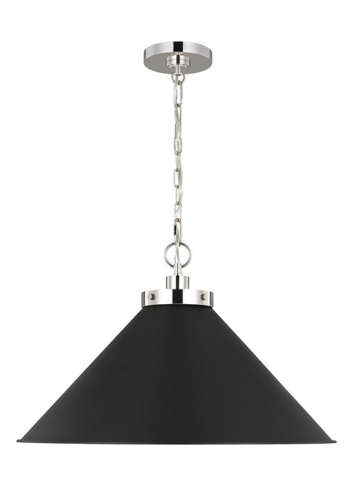 Myhouse Lighting Visual Comfort Studio - CP1311MBKPN - One Light Pendant - Wellfleet - Midnight Black and Polished Nickel