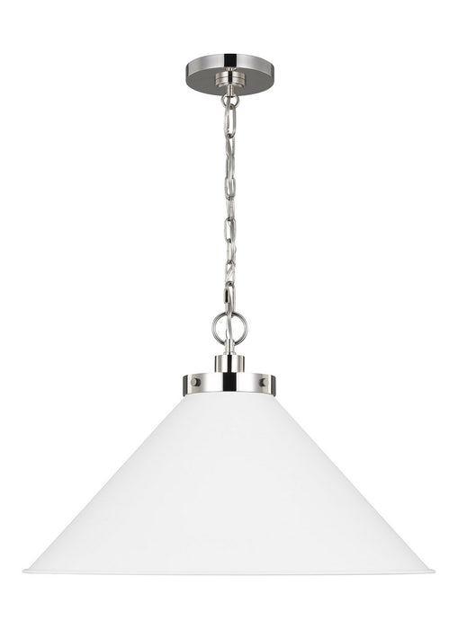 Myhouse Lighting Visual Comfort Studio - CP1311MWTPN - One Light Pendant - Wellfleet - Matte White and Polished Nickel