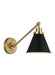 Myhouse Lighting Visual Comfort Studio - CW1121MBKBBS - One Light Wall Sconce - Wellfleet - Midnight Black and Burnished Brass