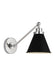 Myhouse Lighting Visual Comfort Studio - CW1121MBKPN - One Light Wall Sconce - Wellfleet - Midnight Black and Polished Nickel