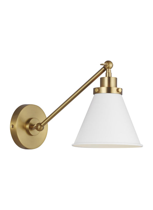 Myhouse Lighting Visual Comfort Studio - CW1121MWTBBS - One Light Wall Sconce - Wellfleet - Matte White and Burnished Brass