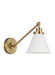 Myhouse Lighting Visual Comfort Studio - CW1121MWTBBS - One Light Wall Sconce - Wellfleet - Matte White and Burnished Brass