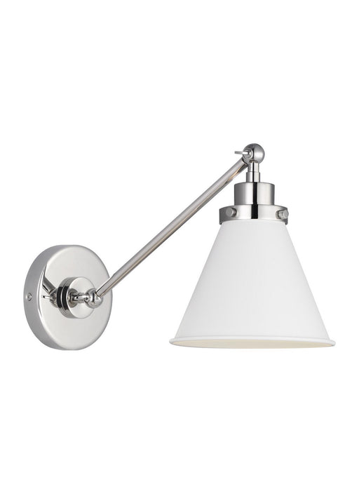 Myhouse Lighting Visual Comfort Studio - CW1121MWTPN - One Light Wall Sconce - Wellfleet - Matte White and Polished Nickel