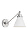 Myhouse Lighting Visual Comfort Studio - CW1121MWTPN - One Light Wall Sconce - Wellfleet - Matte White and Polished Nickel