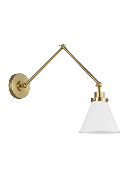 Myhouse Lighting Visual Comfort Studio - CW1151MWTBBS - One Light Wall Sconce - Wellfleet - Matte White and Burnished Brass