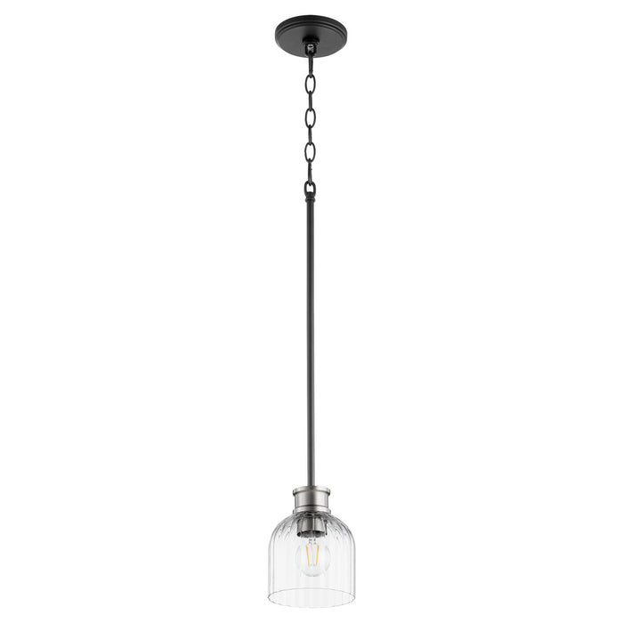 Myhouse Lighting Quorum - 310-6965 - One Light Pendant - Monarch - Textured Black w/ Satin Nickel