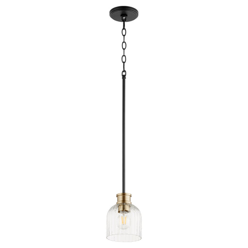 Myhouse Lighting Quorum - 310-6980 - One Light Pendant - Monarch - Textured Black w/ Aged Brass