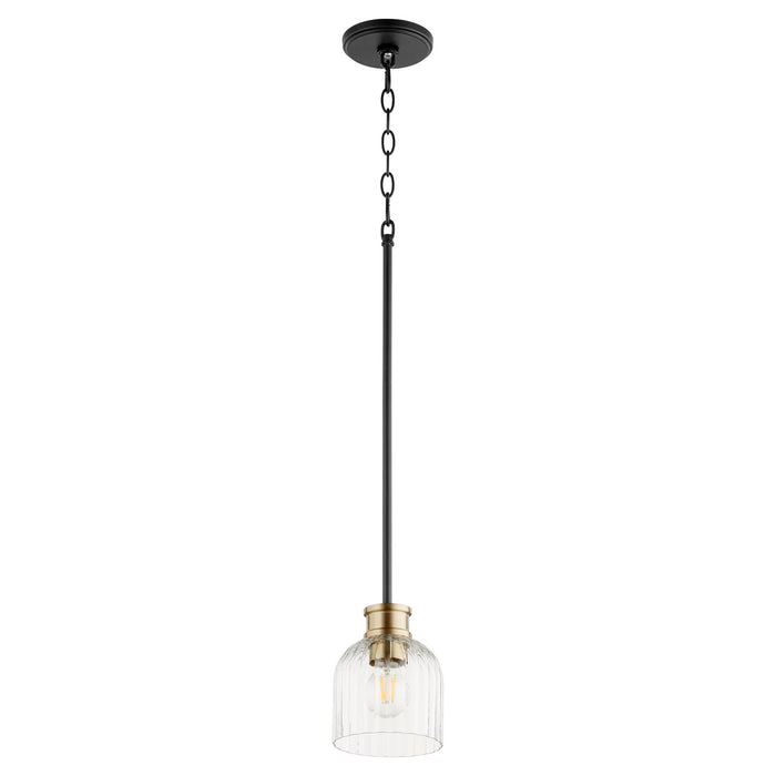 Myhouse Lighting Quorum - 310-6980 - One Light Pendant - Monarch - Textured Black w/ Aged Brass