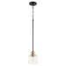 Myhouse Lighting Quorum - 310-6980 - One Light Pendant - Monarch - Textured Black w/ Aged Brass