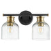 Myhouse Lighting Quorum - 510-2-6980 - Two Light Vanity - Monarch - Textured Black w/ Aged Brass