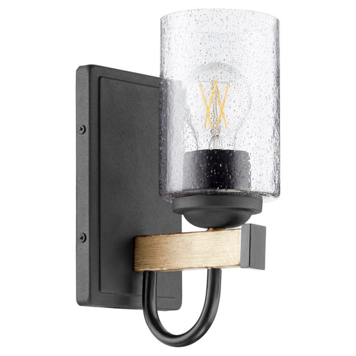 Myhouse Lighting Quorum - 5140-1-69 - One Light Wall Mount - 5140 Pepper Glass Lighting Series - Textured Black w/ Driftwood finish