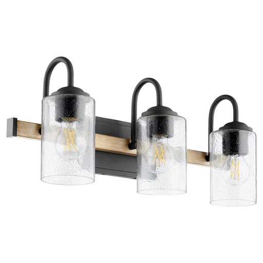 Myhouse Lighting Quorum - 5140-3-69 - Three Light Vanity - 5140 Pepper Glass Lighting Series - Textured Black w/ Driftwood finish