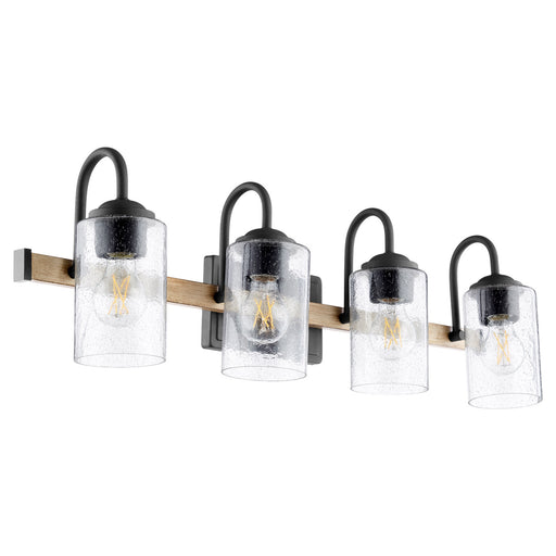 Myhouse Lighting Quorum - 5140-4-69 - Four Light Vanity - 5140 Pepper Glass Lighting Series - Textured Black w/ Driftwood finish