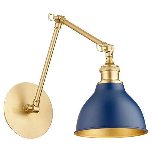 Myhouse Lighting Quorum - 5392-3280 - One Light Wall Mount - 5392 Wall Mounts - Aged Brass w/ Blue