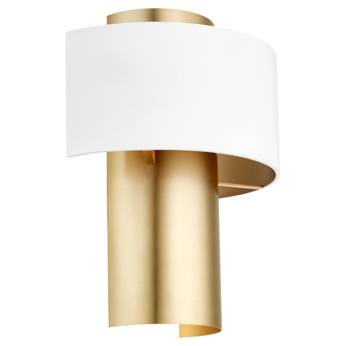 Myhouse Lighting Quorum - 5611-0880 - One Light Wall Sconce - 5611 Half Drum Sconce - Studio White w/ Aged Brass